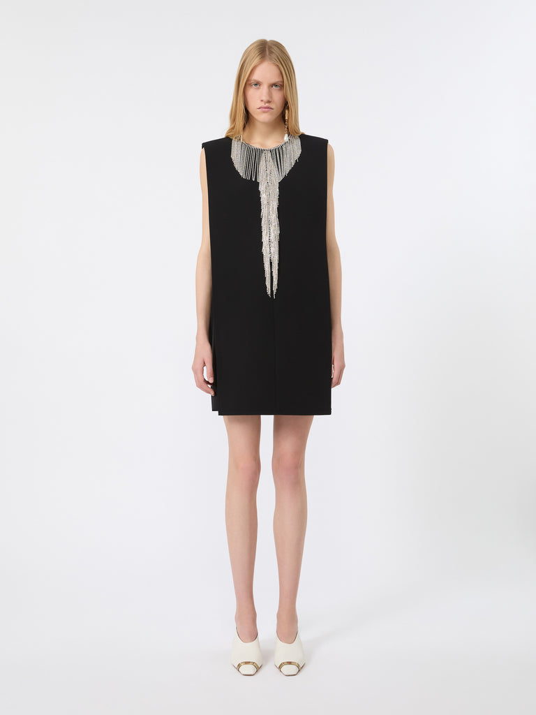max mara rhinestone-adorned sleeveless cady mini dress