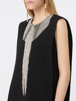 Rhinestone-Adorned Sleeveless Cady Mini Dress for Women - Black - Max Mara UAE