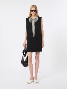 Rhinestone-Adorned Sleeveless Cady Mini Dress for Women - Black - Max Mara UAE