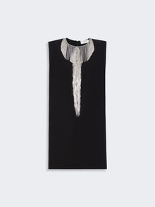 Rhinestone-Adorned Sleeveless Cady Mini Dress for Women - Black - Max Mara UAE
