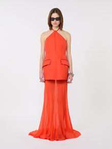 Bi-Material Dress for Women - Orange - Max Mara UAE