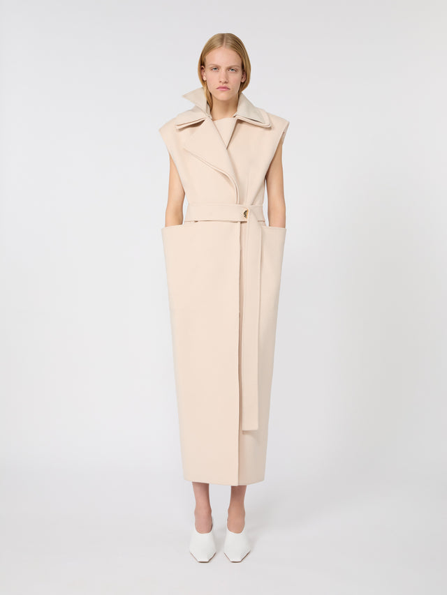 max mara sleeveless pure double wool coat for women