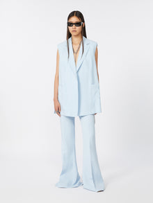 Oversized Washed Viscose Gilet for Women - Light Blue - Max Mara UAE