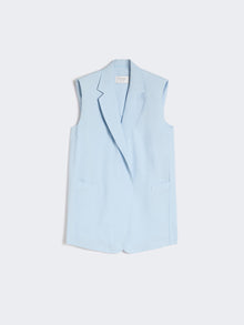 Oversized Washed Viscose Gilet for Women - Light Blue - Max Mara UAE