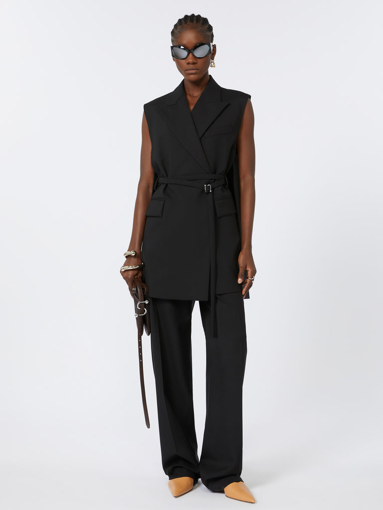 max mara long sleeveless wool blazer