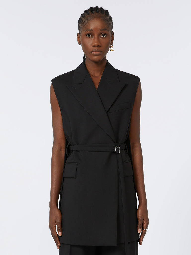 max mara long sleeveless wool blazer