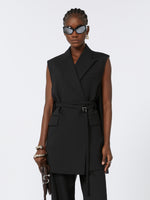 Long Sleeveless Wool Blazer for Women - Black - Max Mara UAE
