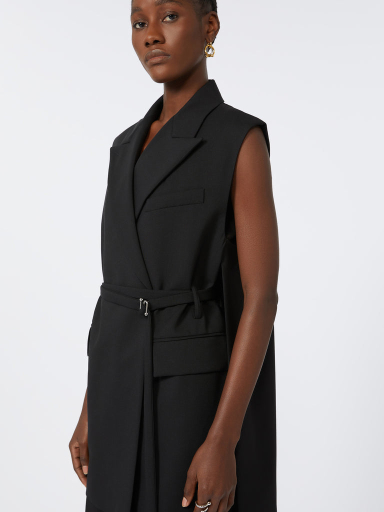 max mara long sleeveless wool blazer