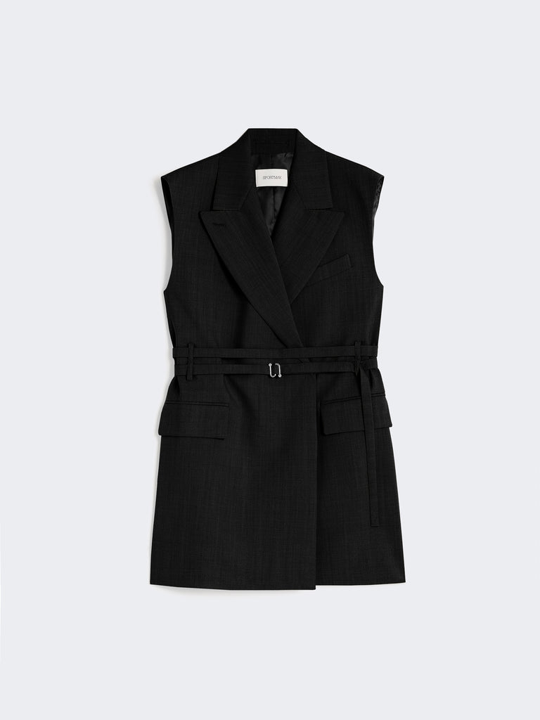 max mara long sleeveless wool blazer