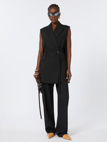 Long Sleeveless Wool Blazer for Women - Black - Max Mara UAE