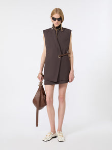 Sleeveless Stretch Viscose Blazer for Women - Chocolate - Max Mara UAE