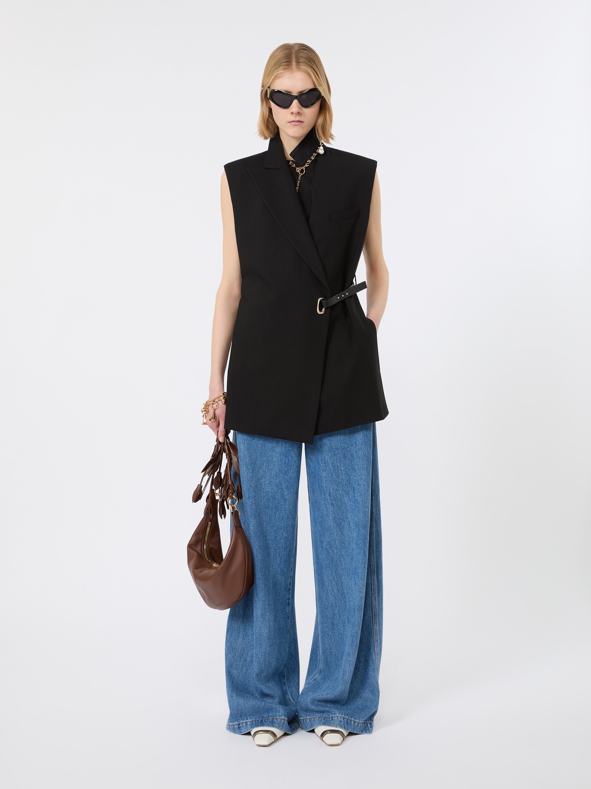 max mara sleeveless stretch viscose blazer for women