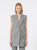 Sleeveless Glen Plaid And Pure Wool Blazer for Women - White Black - Max Mara UAE