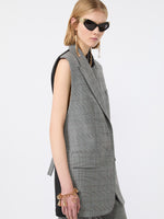 Sleeveless Glen Plaid And Pure Wool Blazer for Women - White Black - Max Mara UAE