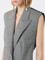 Sleeveless Glen Plaid And Pure Wool Blazer for Women - White Black - Max Mara UAE