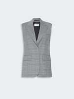 Sleeveless Glen Plaid And Pure Wool Blazer for Women - White Black - Max Mara UAE