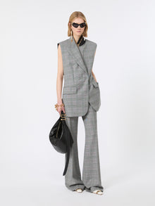 Sleeveless Glen Plaid And Pure Wool Blazer for Women - White Black - Max Mara UAE