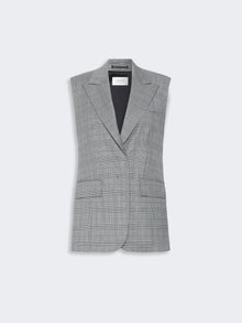 Sleeveless Glen Plaid And Pure Wool Blazer for Women - White Black - Max Mara UAE