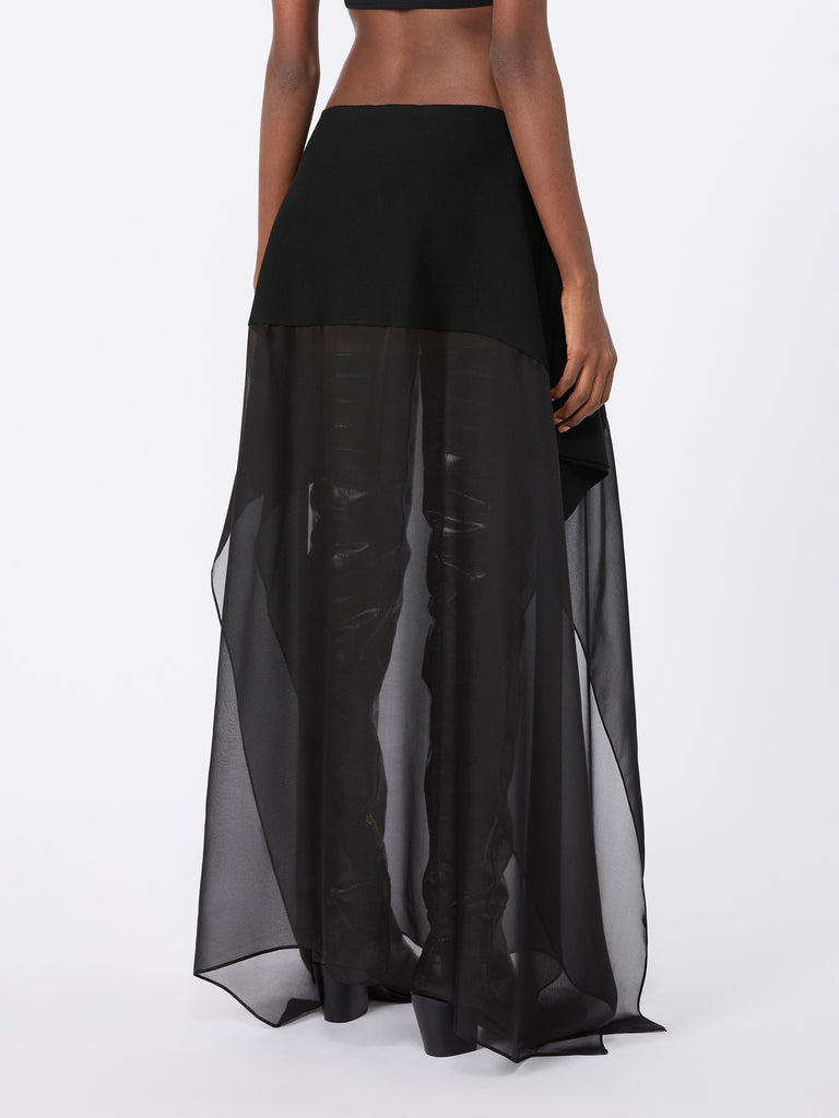 max mara long knit fabric and silk georgette skirt