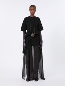 Long Knit Fabric And Silk Georgette Skirt for Women - Black - Max Mara UAE