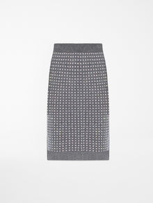 Rhinestone-detail knit fabric skirt