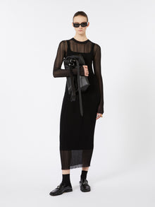 Short-Sleeved Stretch Viscose Dress for Women - Black - Max Mara UAE