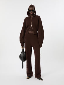 Oversized Cashmere-Blend Trousers for Women - Chocolate - Max Mara UAE
