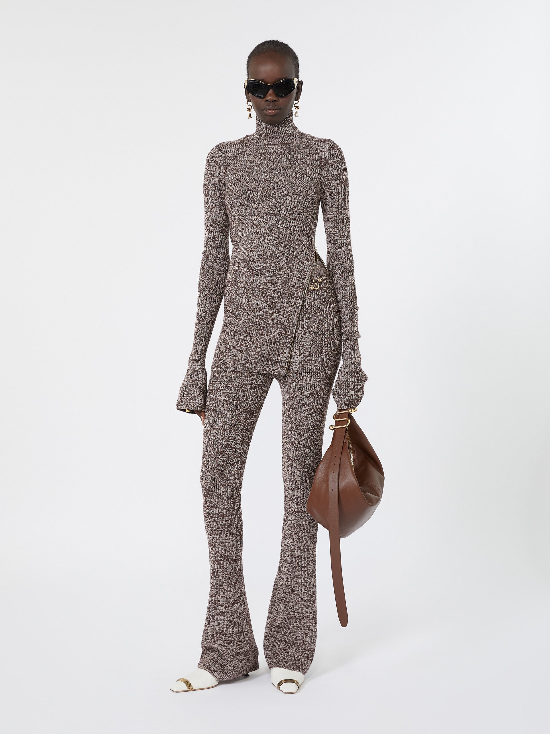 max mara wool-blend slim flared trousers for women