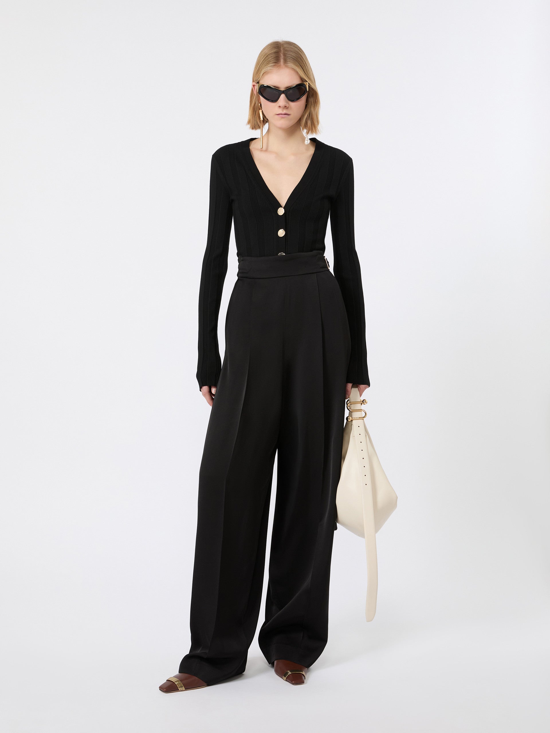 max mara slim-fit rib-knit viscose cardigan for women