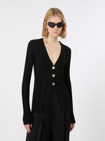 max mara slim-fit rib-knit viscose cardigan for women