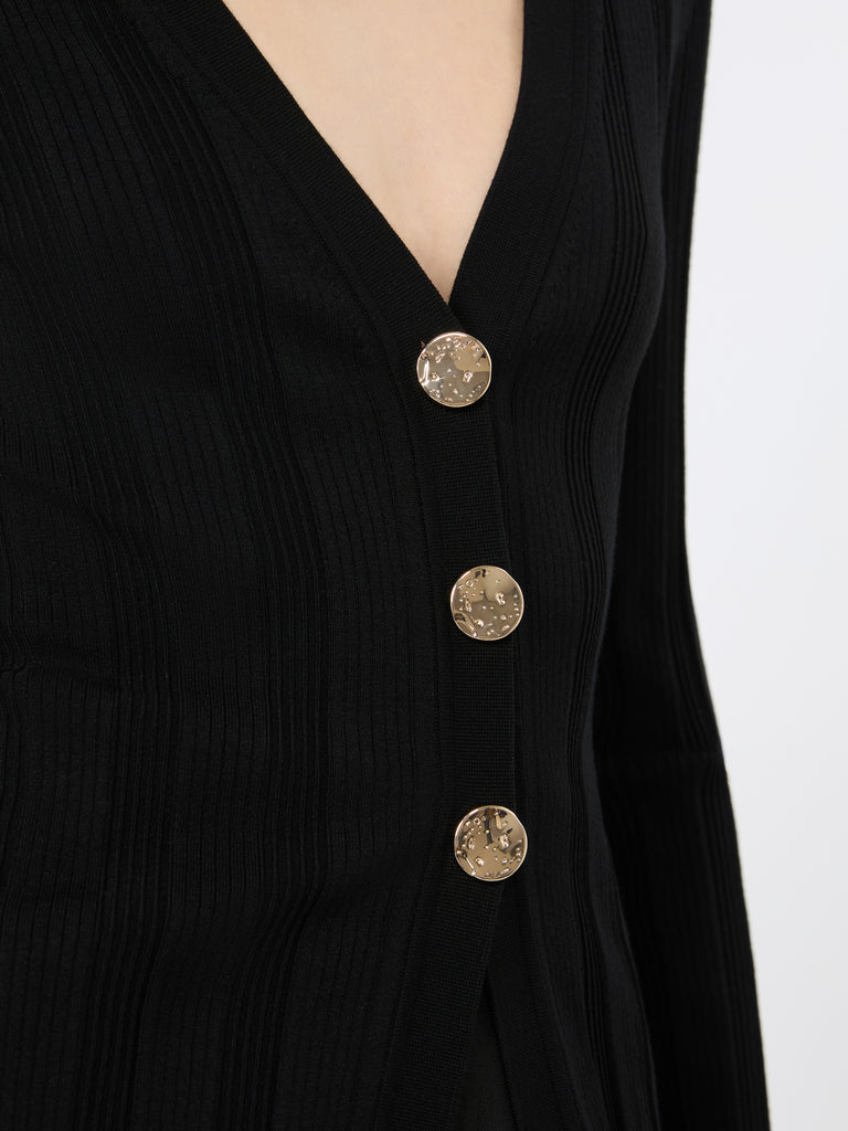 max mara slim-fit rib-knit viscose cardigan