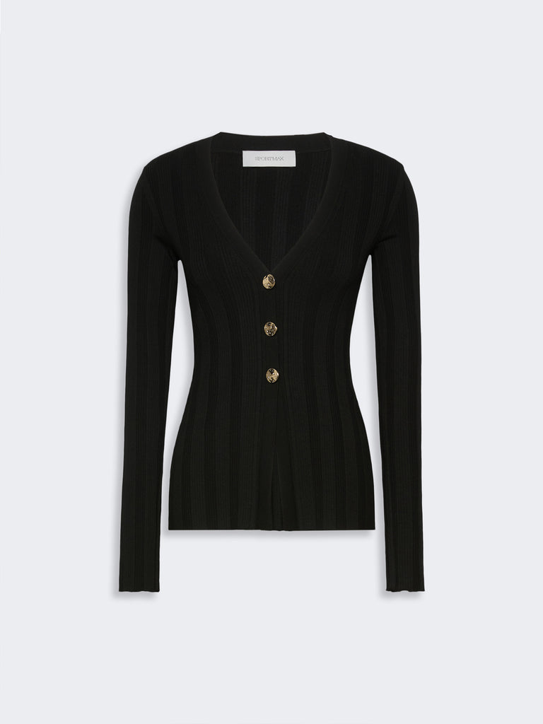 max mara slim-fit rib-knit viscose cardigan