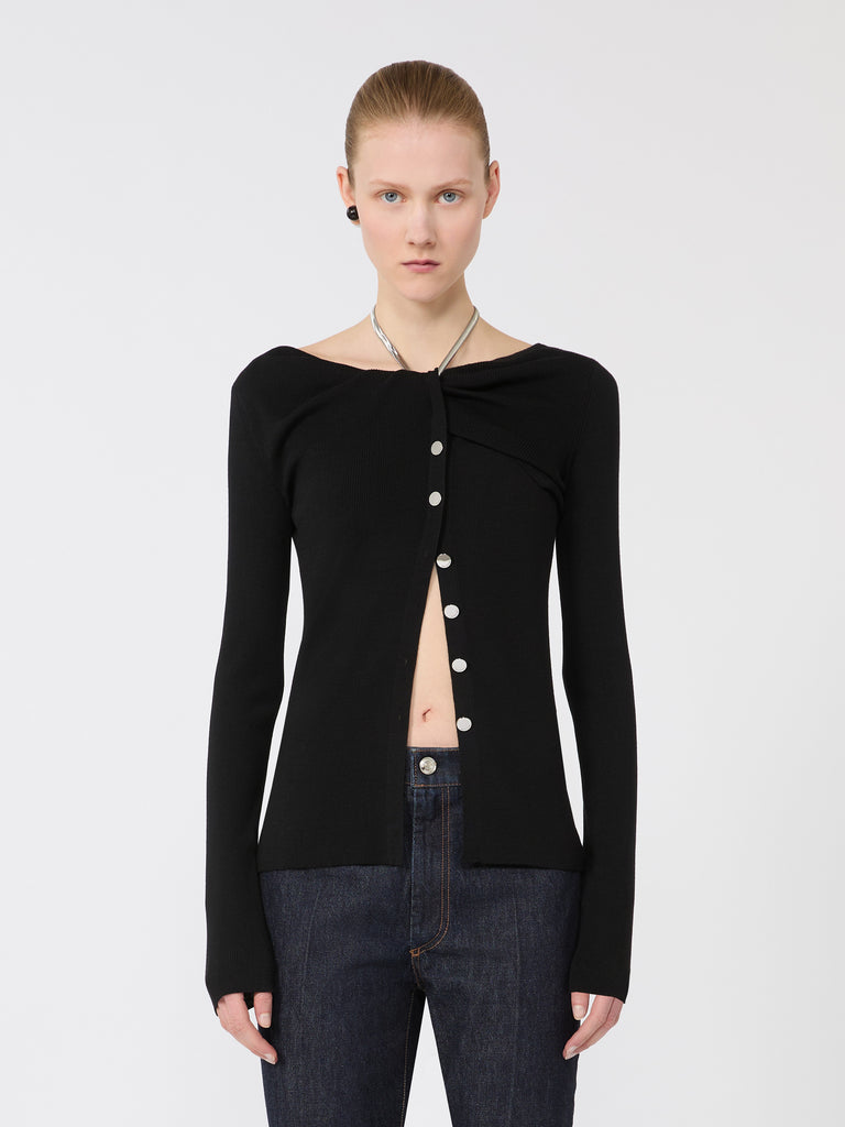 max mara wool cardigan with chain