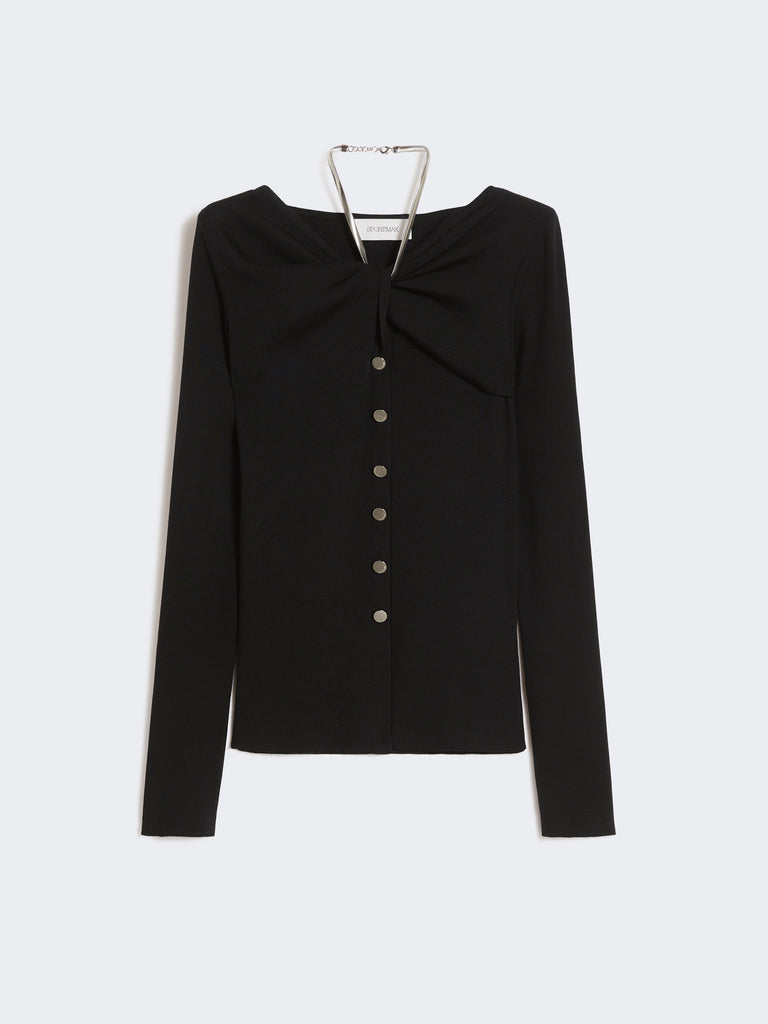 max mara wool cardigan with chain