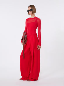 Trompe L'Oeil Viscose Jumper for Women - Red - Max Mara UAE