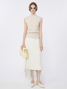 Sleeveless Wool Polo Neck for Women - Ivory - Max Mara UAE
