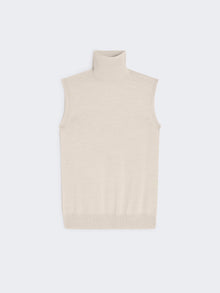 Sleeveless Wool Polo Neck for Women - Ivory - Max Mara UAE