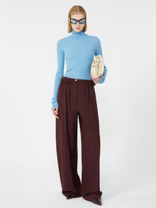 Wool Mock Polo-Neck Sweater for Women - Light Blue - Max Mara UAE