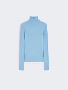 Wool Mock Polo-Neck Sweater for Women - Light Blue - Max Mara UAE