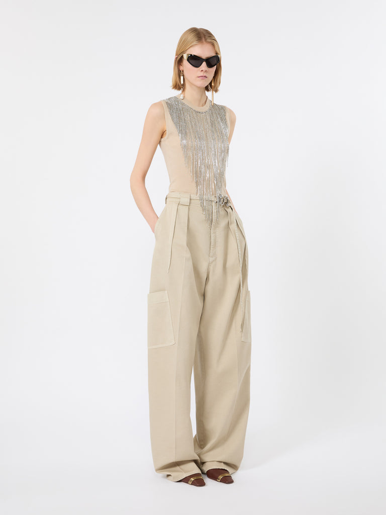 max mara wool top with bejewelled fringe detail