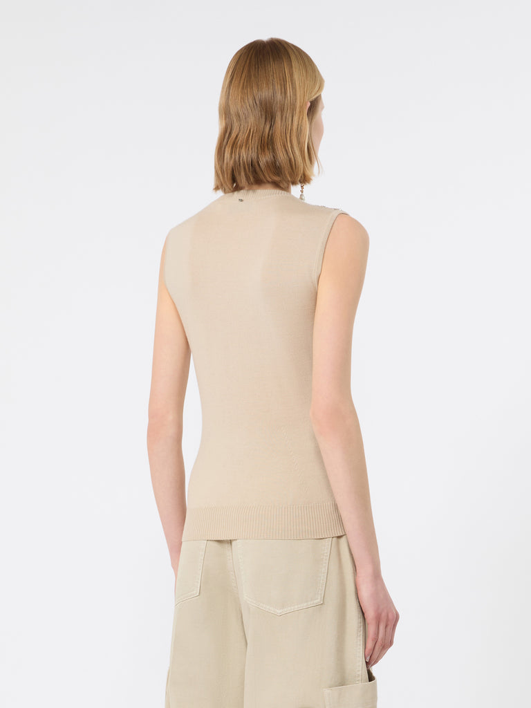 max mara wool top with bejewelled fringe detail