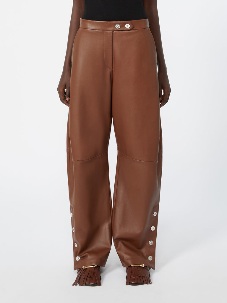 max mara nappa leather baggy trousers