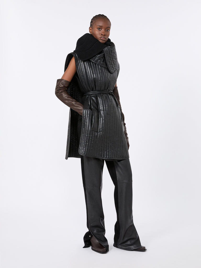 max mara leather and suede 5-pocket trousers
