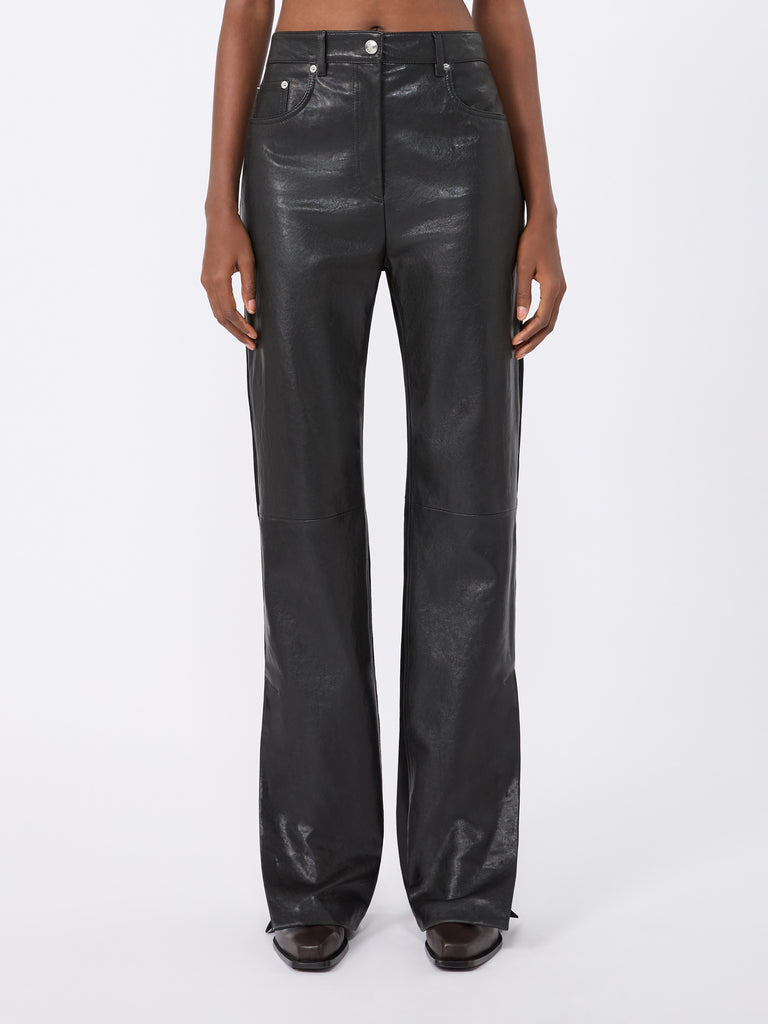max mara leather and suede 5-pocket trousers