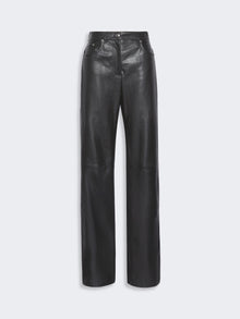 max mara leather and suede 5-pocket trousers for women
