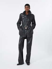 max mara long leather shirt for women