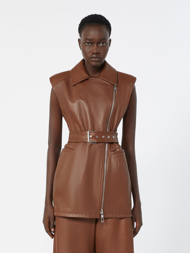 max mara sleeveless nappa leather jacket