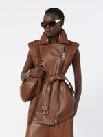 max mara sleeveless nappa leather jacket for women
