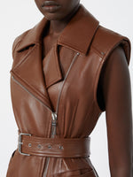 max mara sleeveless nappa leather jacket for women