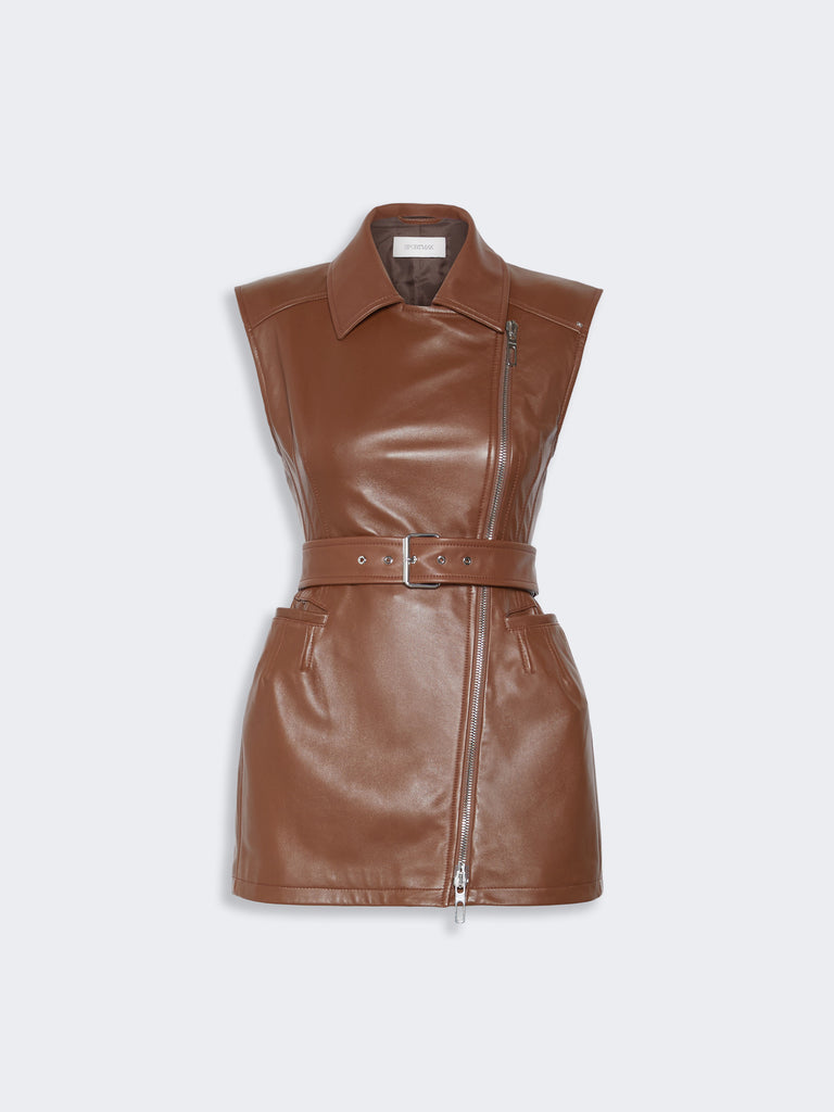 max mara sleeveless nappa leather jacket